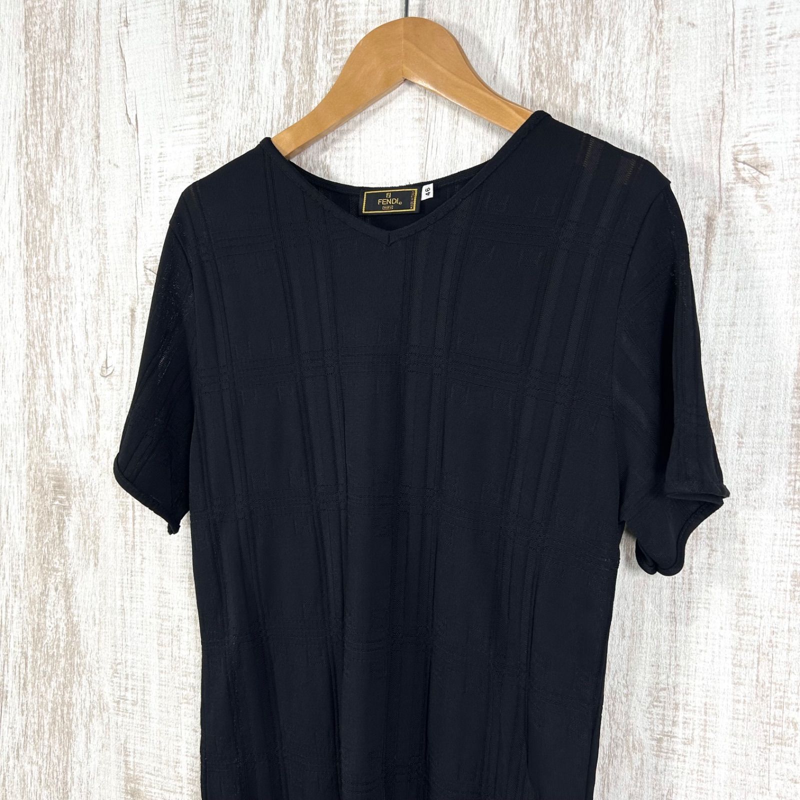 Fendi フェンディ ズッカロゴ シャドーチェック Vネック レーヨン