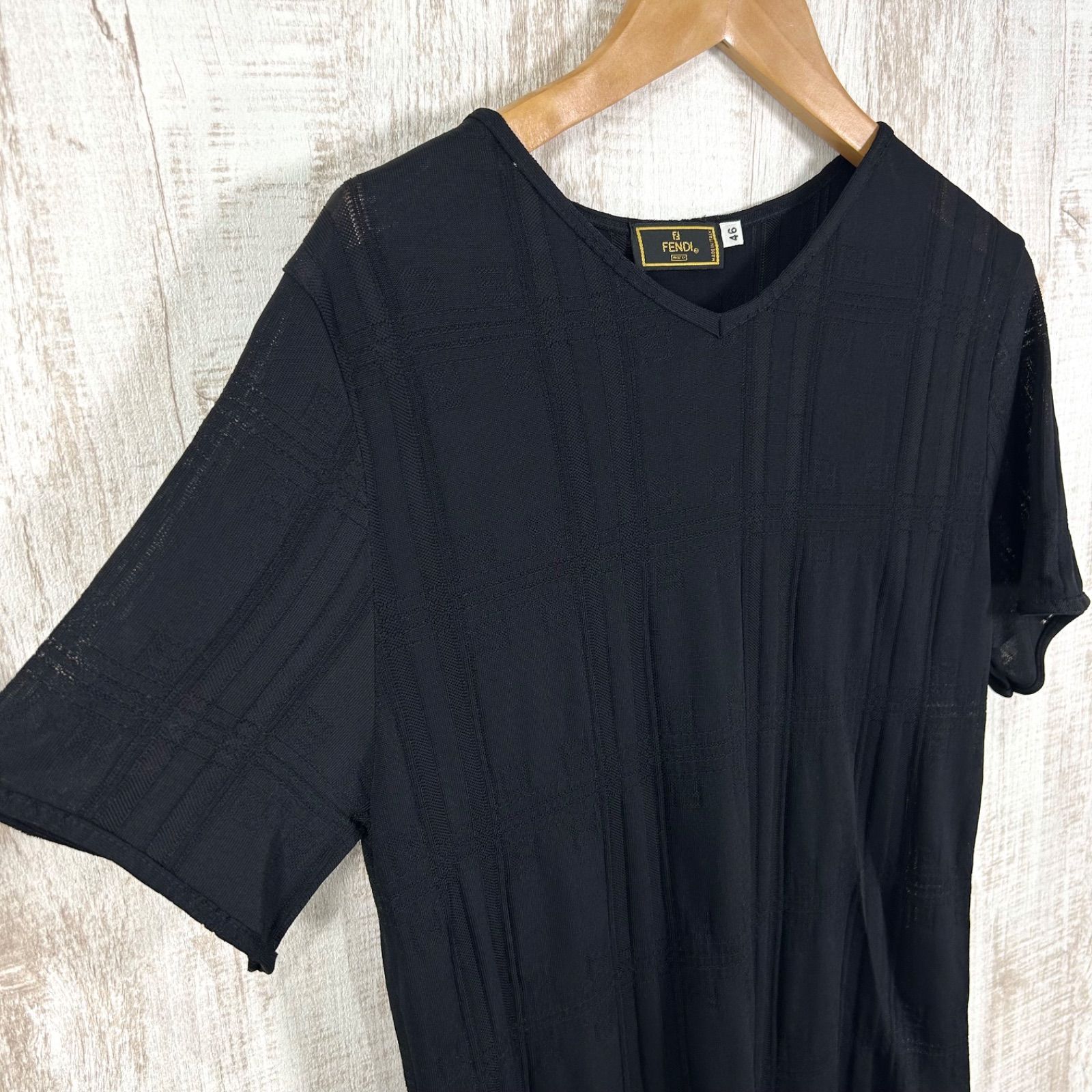 Fendi フェンディ ズッカロゴ シャドーチェック Vネック レーヨン