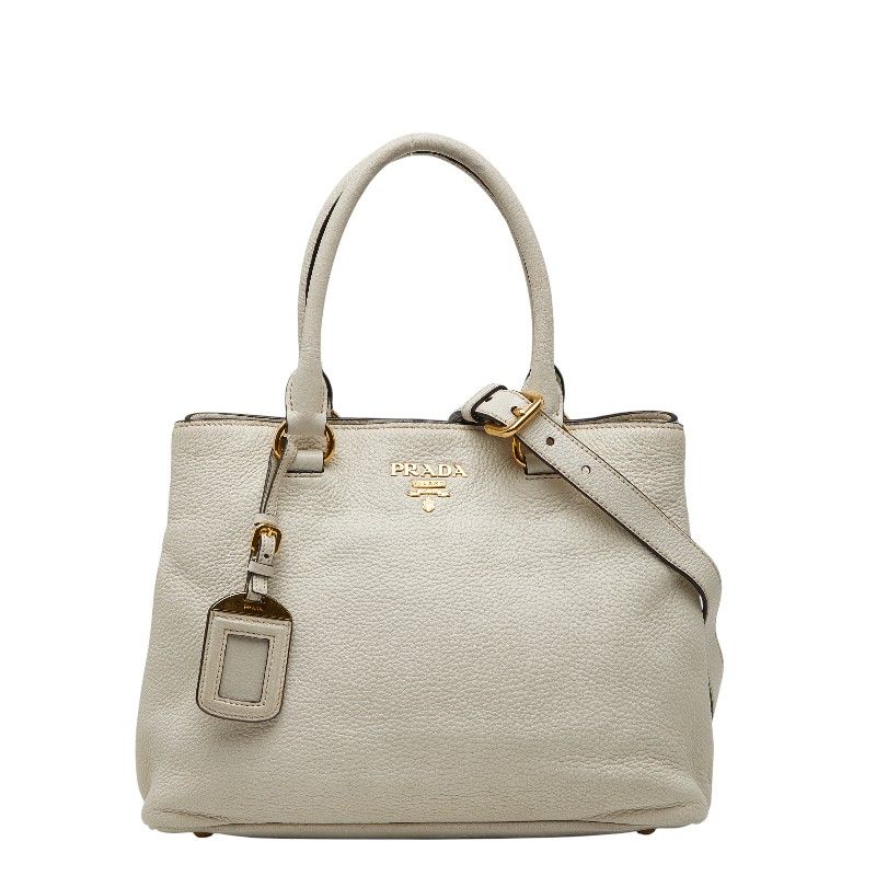 PRADA プラダホワイトレザートートバッグハンドバッグショルダーバッグ