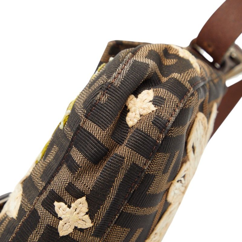 フェンディ ズッカ 花柄 刺繍 マンマバケット ベージュ マルチカラー