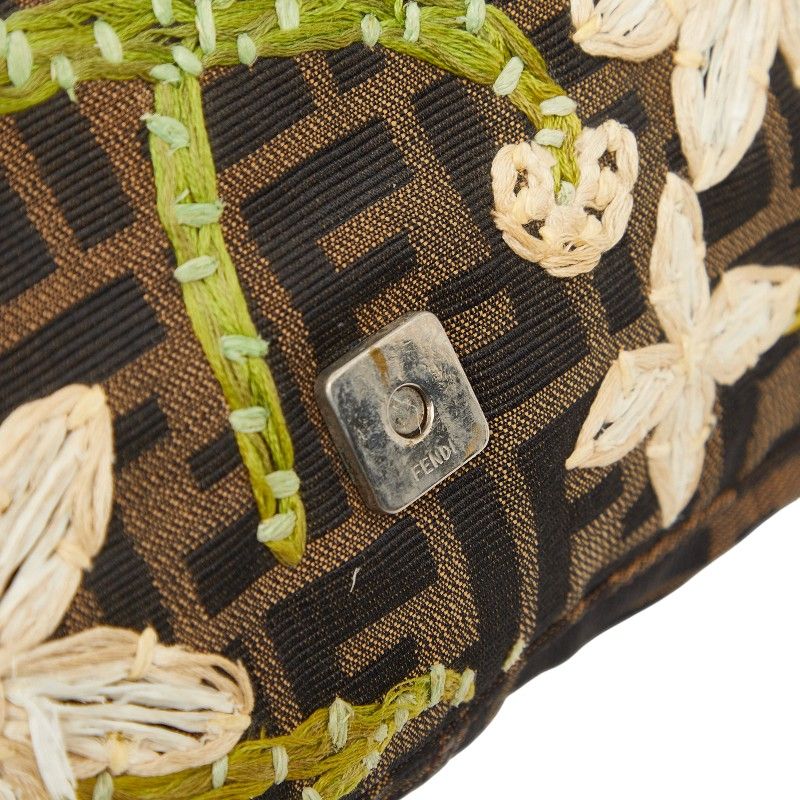 フェンディ ズッカ 花柄 刺繍 マンマバケット ベージュ マルチカラー