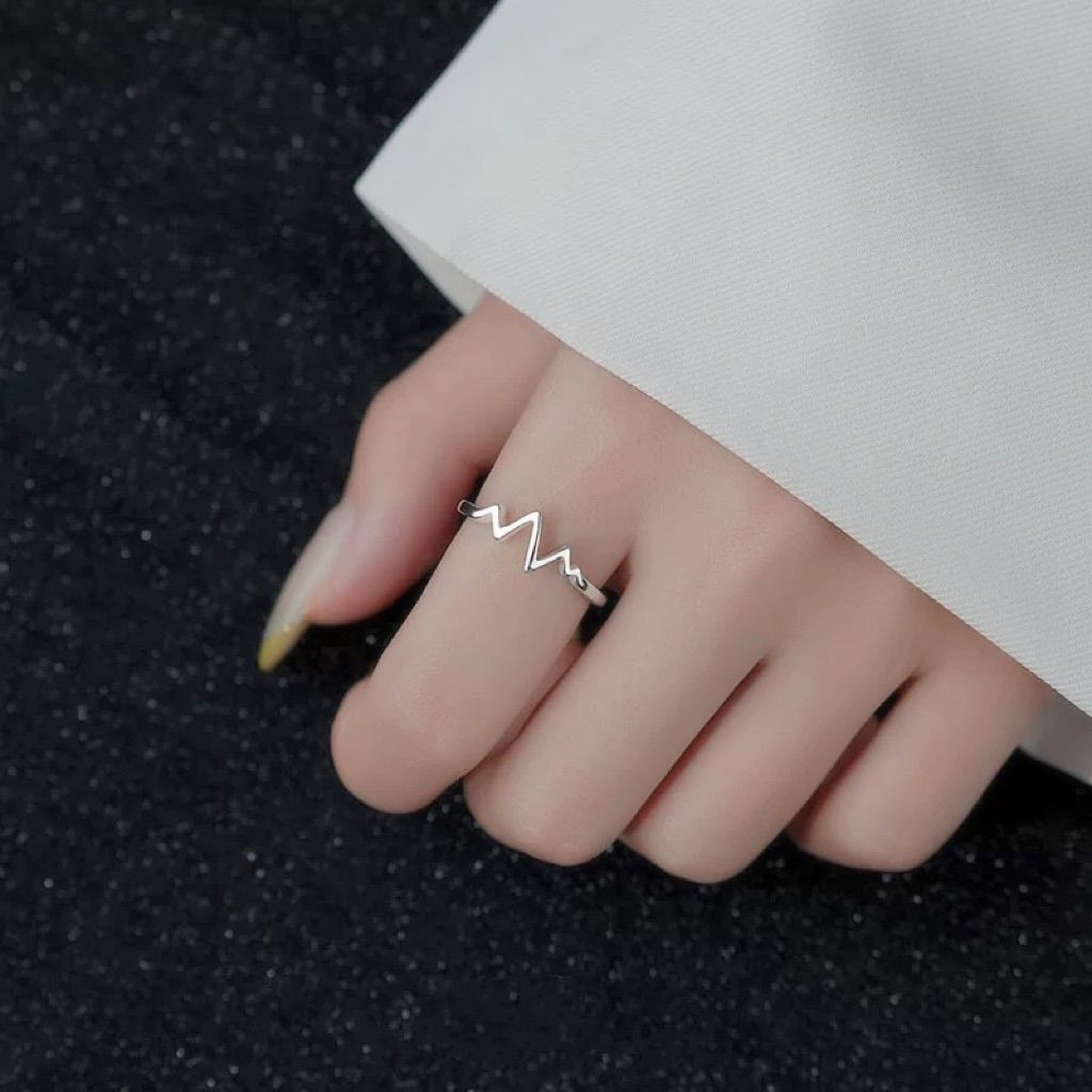 新品 S925 波形デザイン シルバー ジグザグ ウェーブ オープンリング