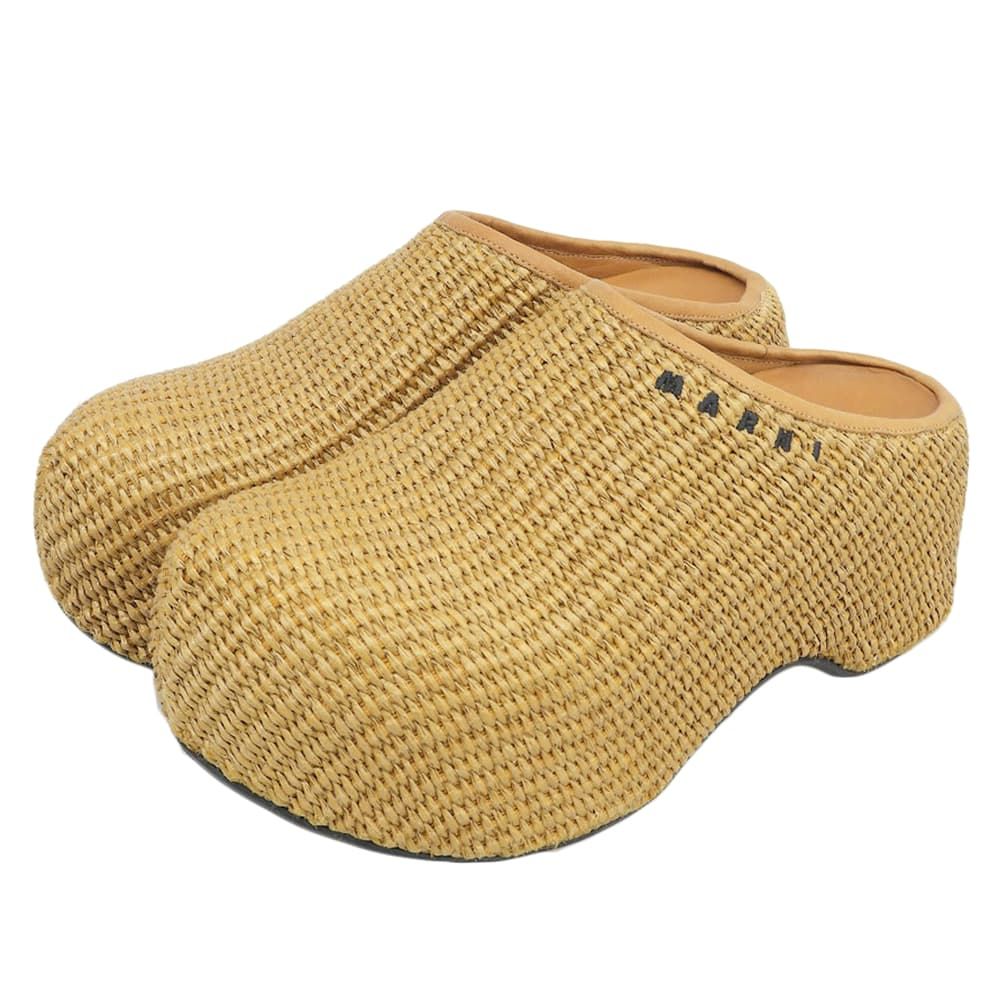 MARNI マルニ 美品 ラフィアファブリック プラットフォーム クロッグ