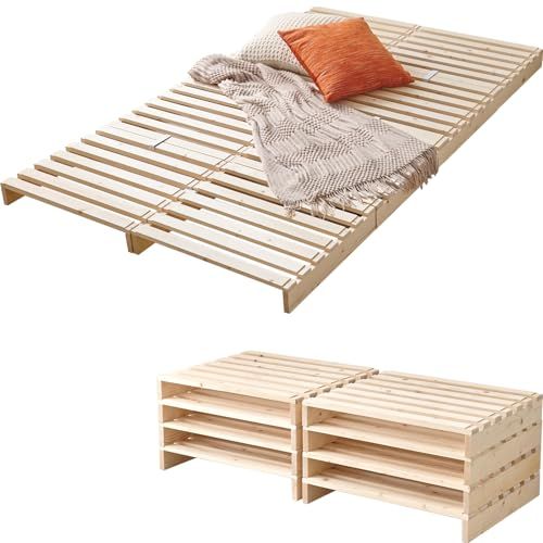 新品 萩原 ベッド すのこベッド パレットベッド ダブル 完成品【自由に