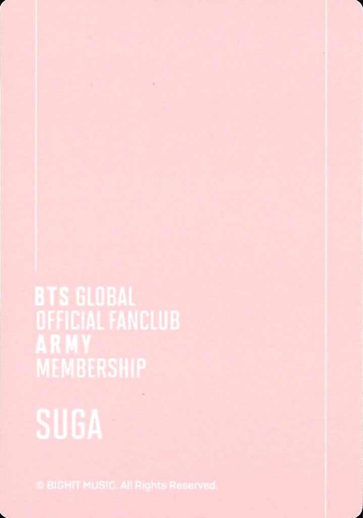 BTS SUGA GLOBAL OFFICIAL FANCLUB ARMY MEMBERSHIP KIT 10期