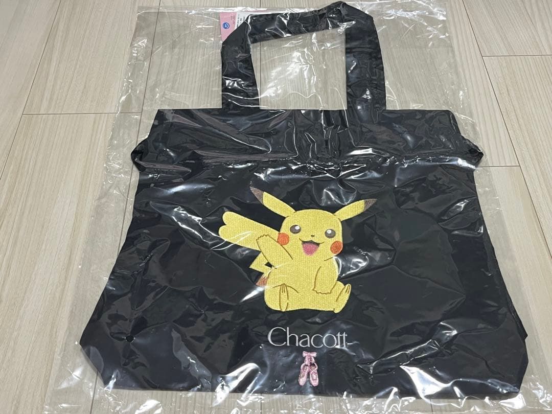 新品未使用 Chacott ピカチュウ トートバッグ ポケモン 黒 ドロー
