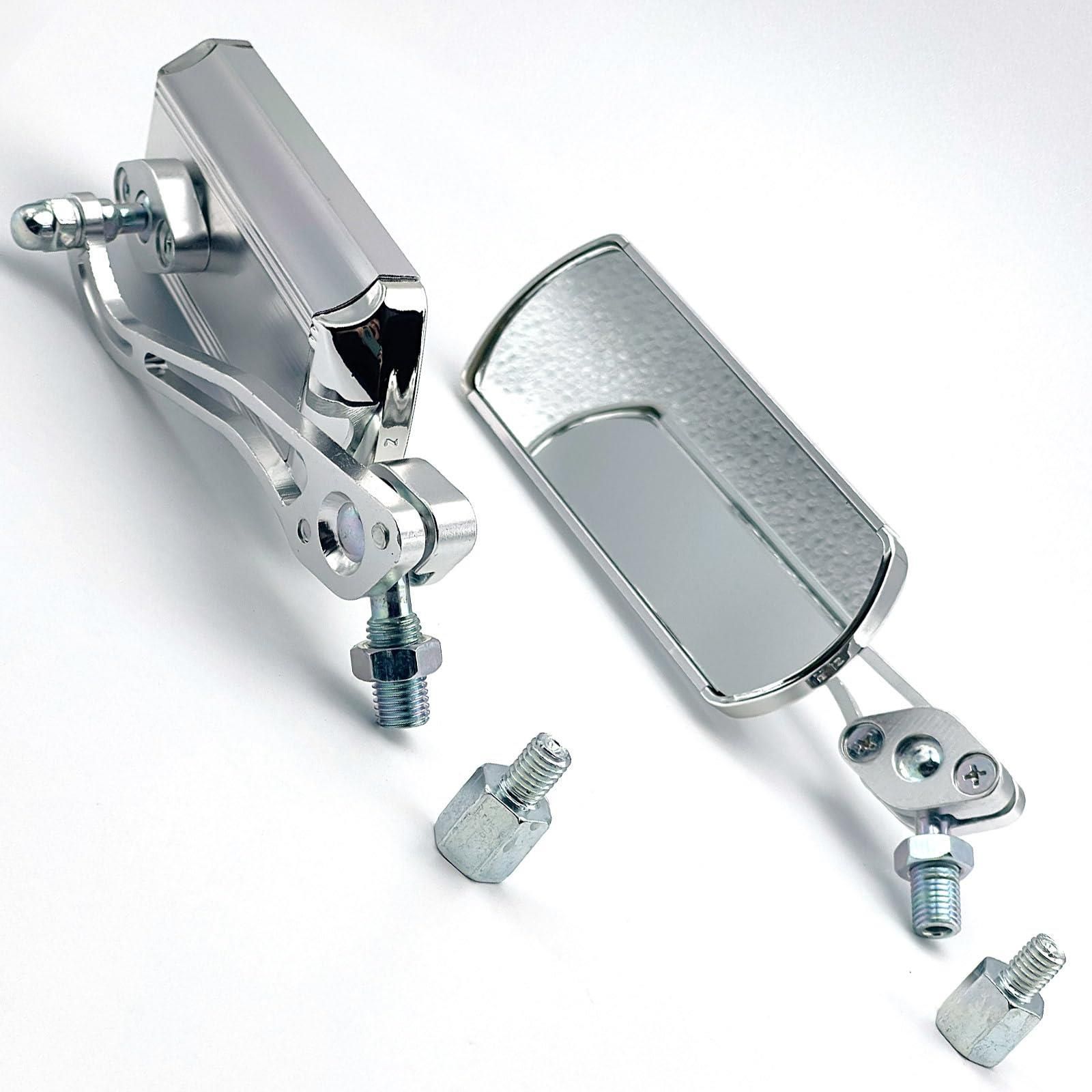 Color:シルバー LEXOR クラ アルミ スクエア ミラー 汎用 10mm 8mm