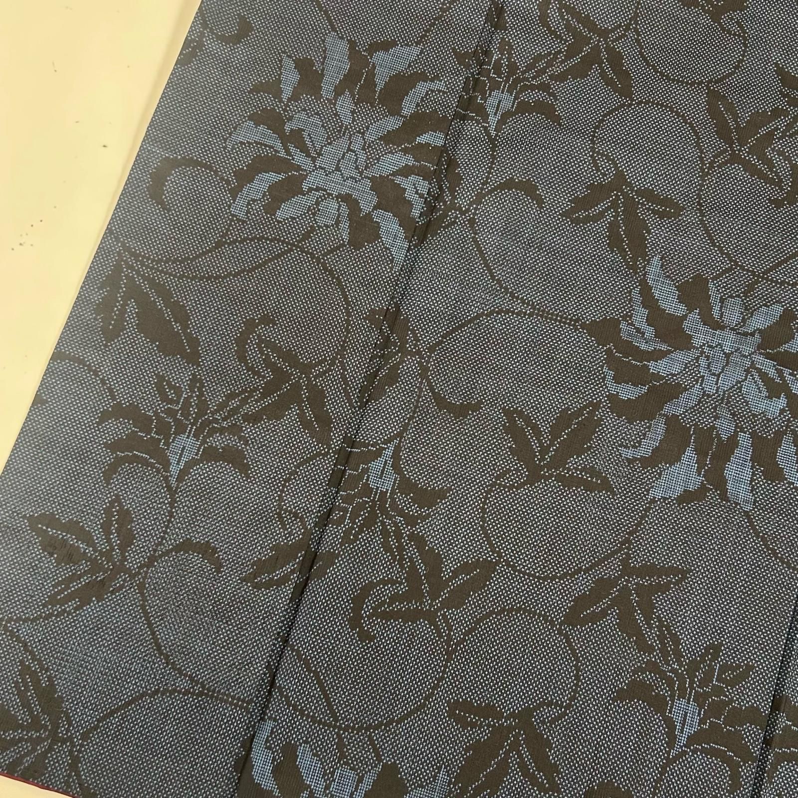 本場大島紬 一元式 泥藍染 花唐草 素敵な絣柄 正絹 着物 MK-4139