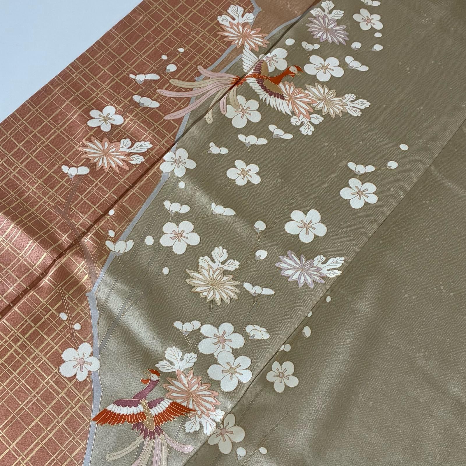 付下げ 金彩 鳳凰 上品な染め 紋無し 正絹 着物 MK-4169 - メルカリ