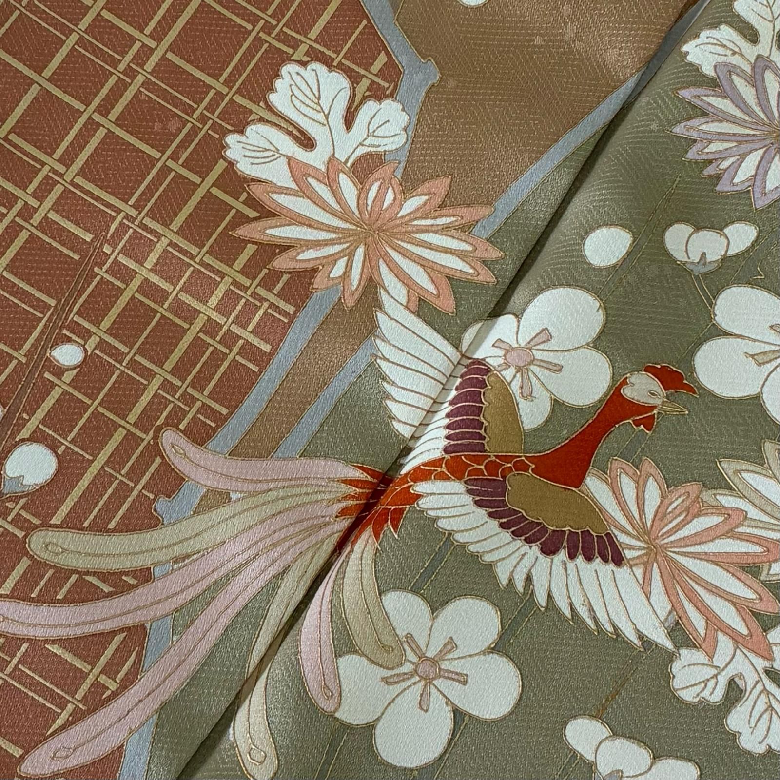 付下げ 金彩 鳳凰 上品な染め 紋無し 正絹 着物 MK-4169 - メルカリ