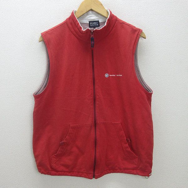 d□パーリーゲイツ/PEARLY GATES 裏地メッシュベスト/ゴルフ□赤【5