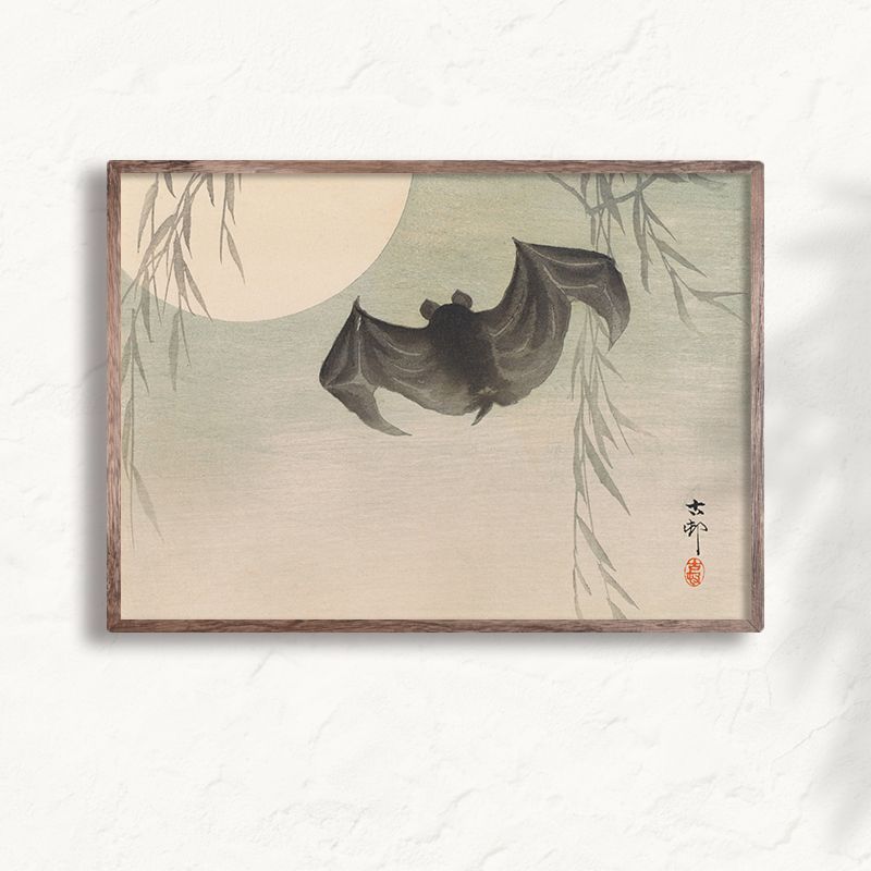 A3サイズ 小原古邨 ポスター 月にコウモリ 浮世絵 日本画 和風 アート
