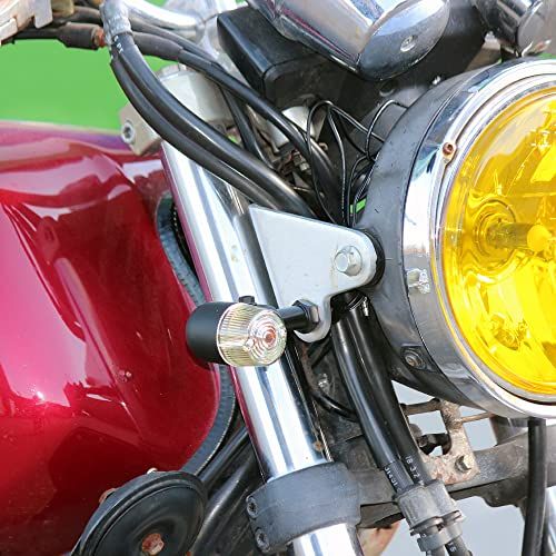 新品 汎用 丸形ミニヨーロピアンウインカー ブラック/黄ばみ M10*60mm