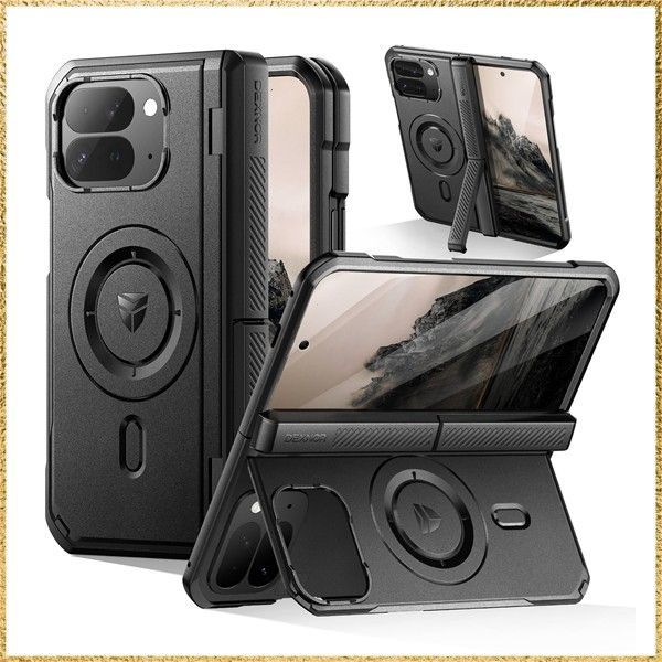 ☆彡送料無料でお届け☆彡Size:Google Pixel 10 Pro Fold_Color:ブラック Dexnor Google Pixel 10 Pro Fold用ケース マグネット式 前面画面保護フィルム＆ヒンジ保護付き フルボディラグド保護カバーバン