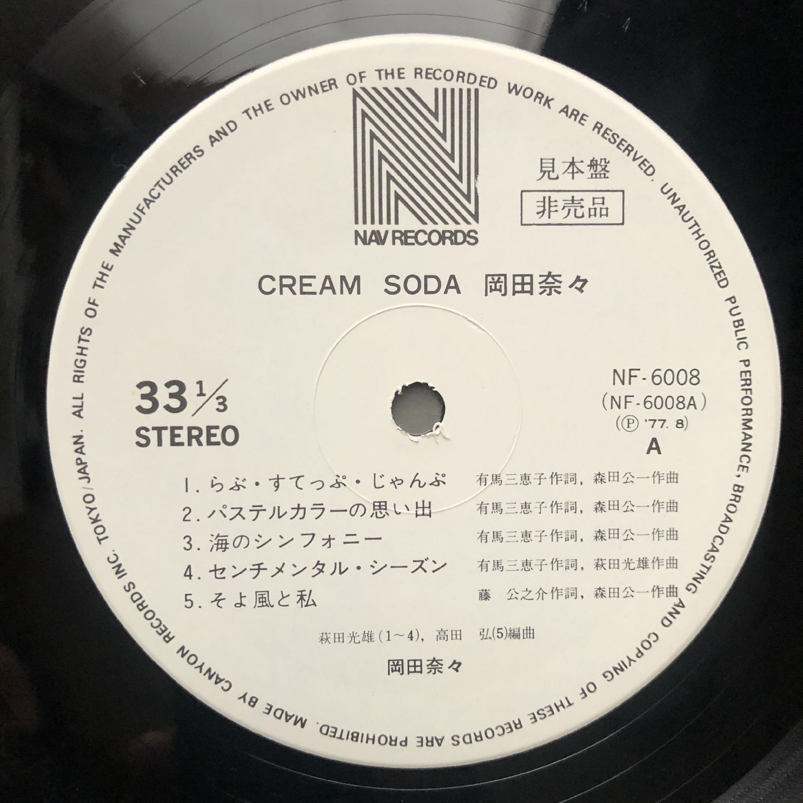 美盤 良ジャケ 激レア ポスター付 プロモ盤 1977年 岡田奈々 LP
