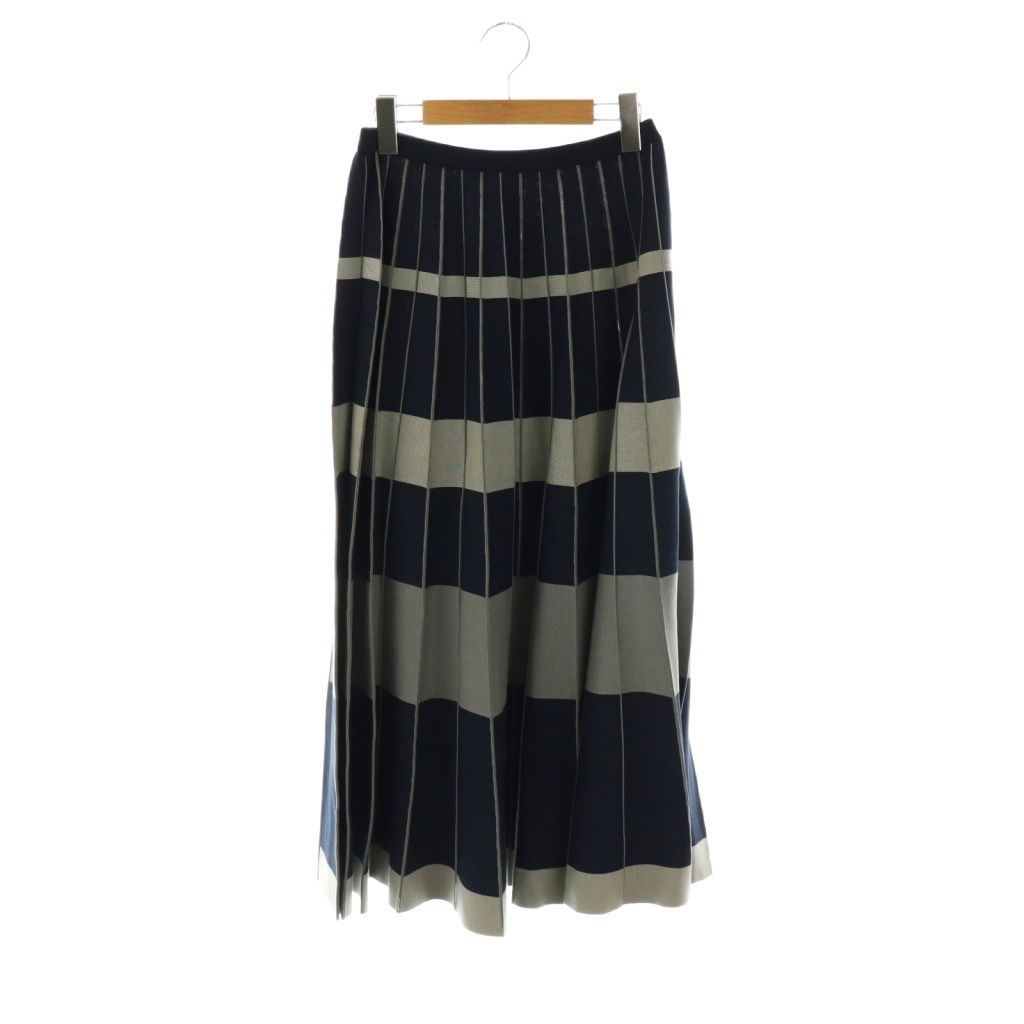 ドゥロワー Drawer 18Gステレオボーダーニットスカート プリーツ
