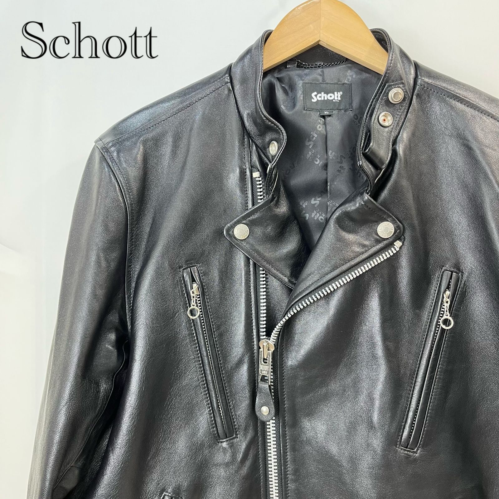 Schott ダブルライダースジャケット レザージャケット XL 羊革 782