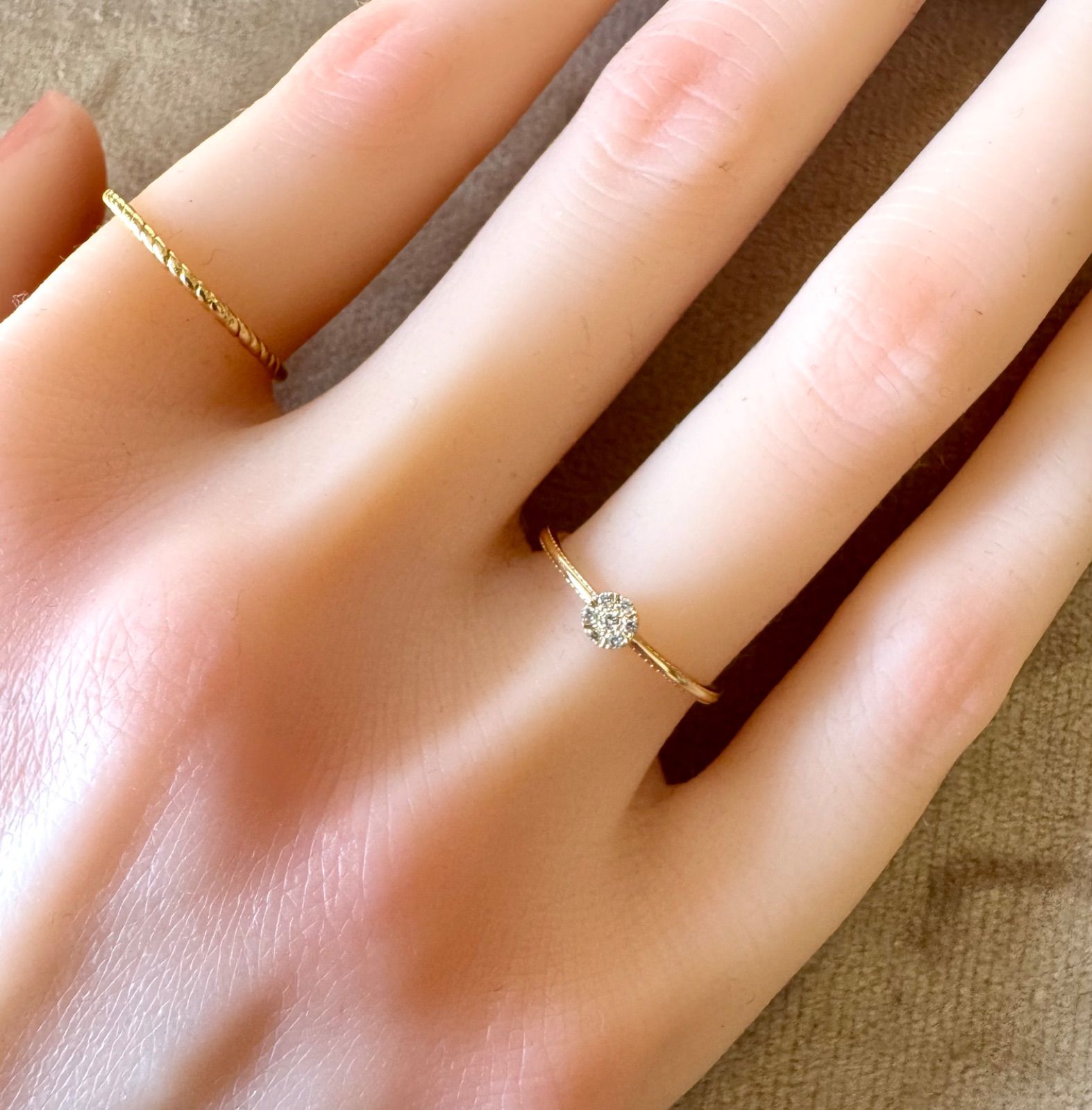 現行品◇アガット◇K10YG*11号*ダイヤモンドリング*スタック*agete