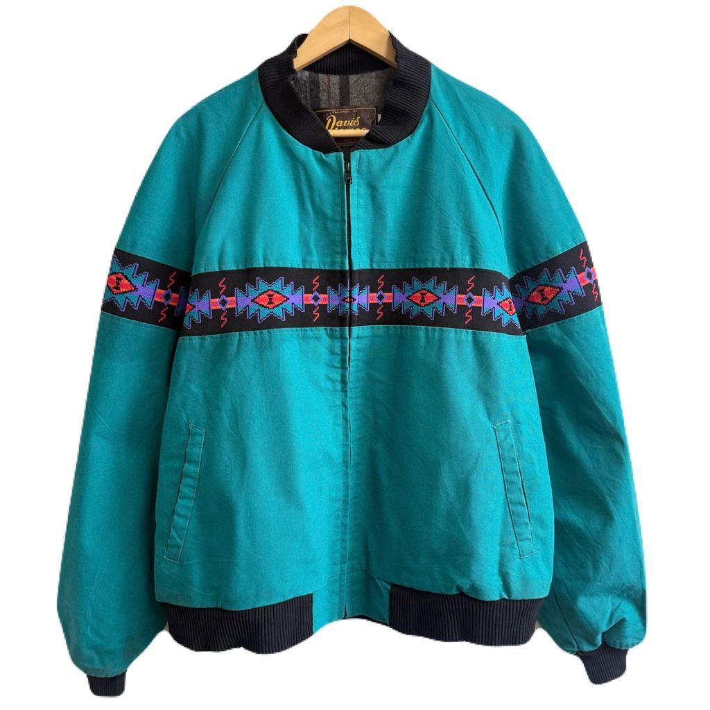USA製 Davis James ネイティブ柄 切り替えデザイン ブランケット裏地