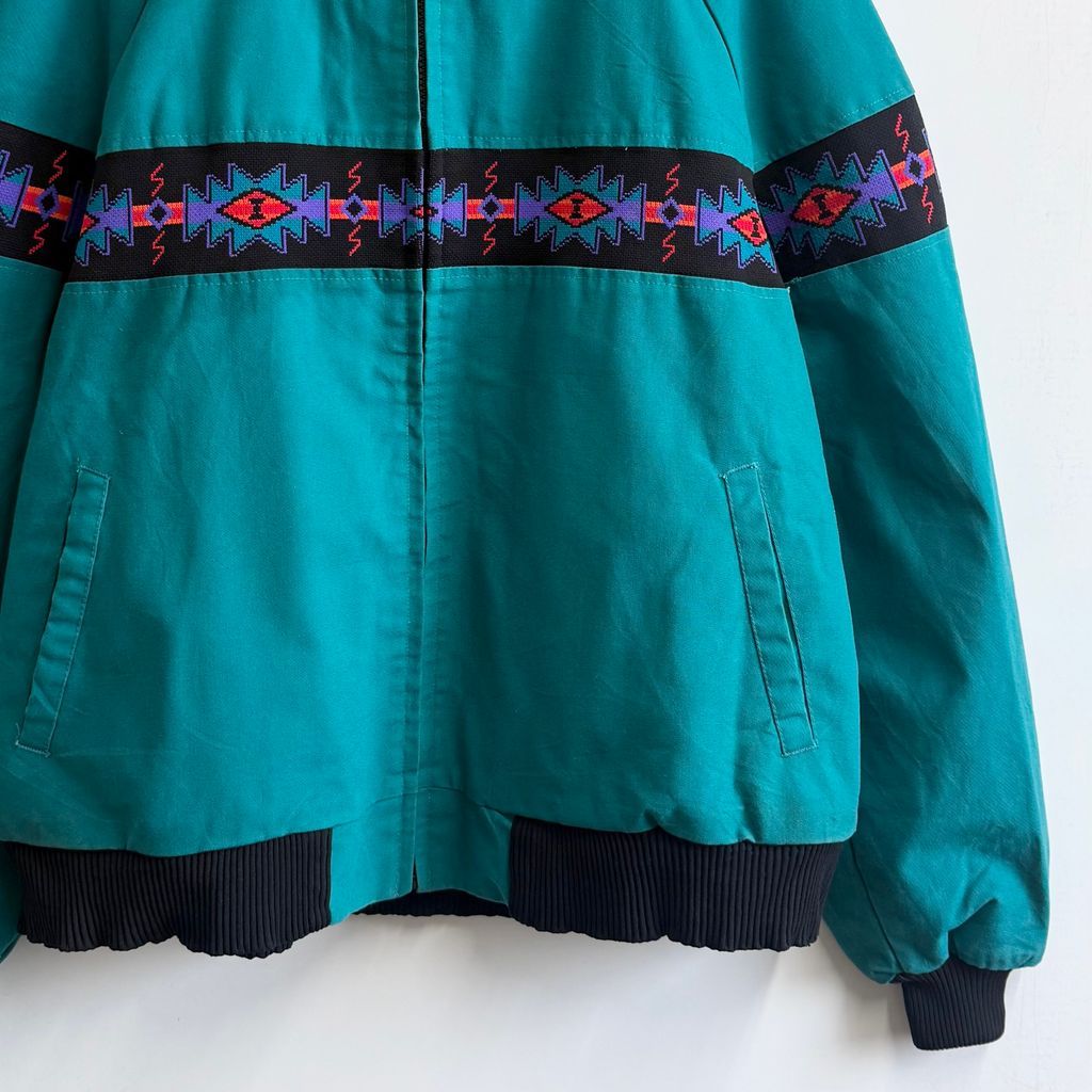 USA製 Davis James ネイティブ柄 切り替えデザイン ブランケット裏地