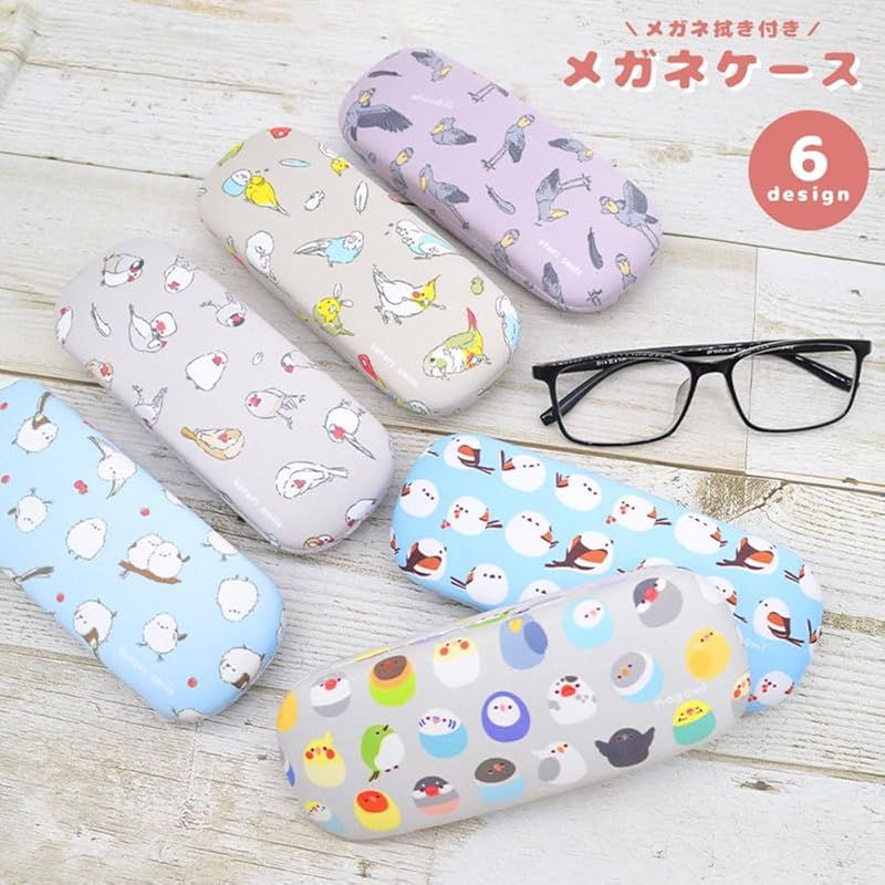 Exceed Japan] メガネケース わくわくシマエナガ クロス付 眼鏡拭き