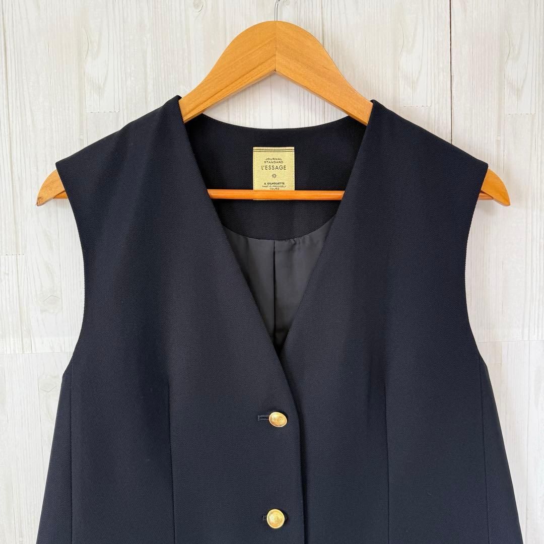 LESAGE ノーカラーベスト ネイビー　ジャーナルスタンダード JOURNAL STANDARD L'essage ジャーナルスタンダード レサージュ 24SS