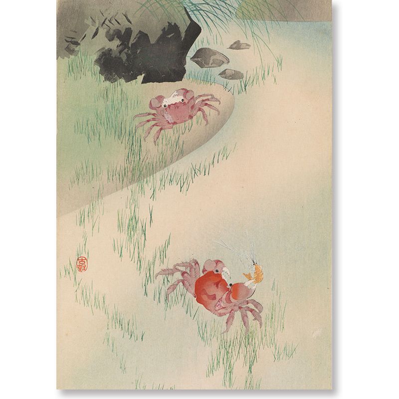 A2サイズ 小原古邨 ポスター 二匹の蟹 カニ 浮世絵 日本画 和風 アート