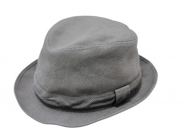 エルメス 帽子 バケットハット グレー コットン 60cm 灰色 格子柄