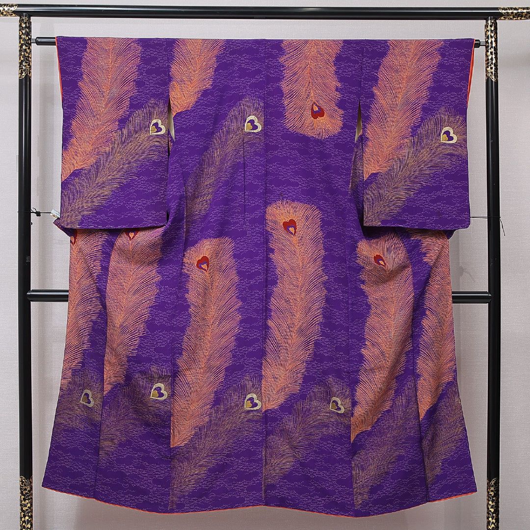 アンティーク 紬 袷 身丈148cm 裄丈62cm 正絹 Cランク XSサイズ バチ衿