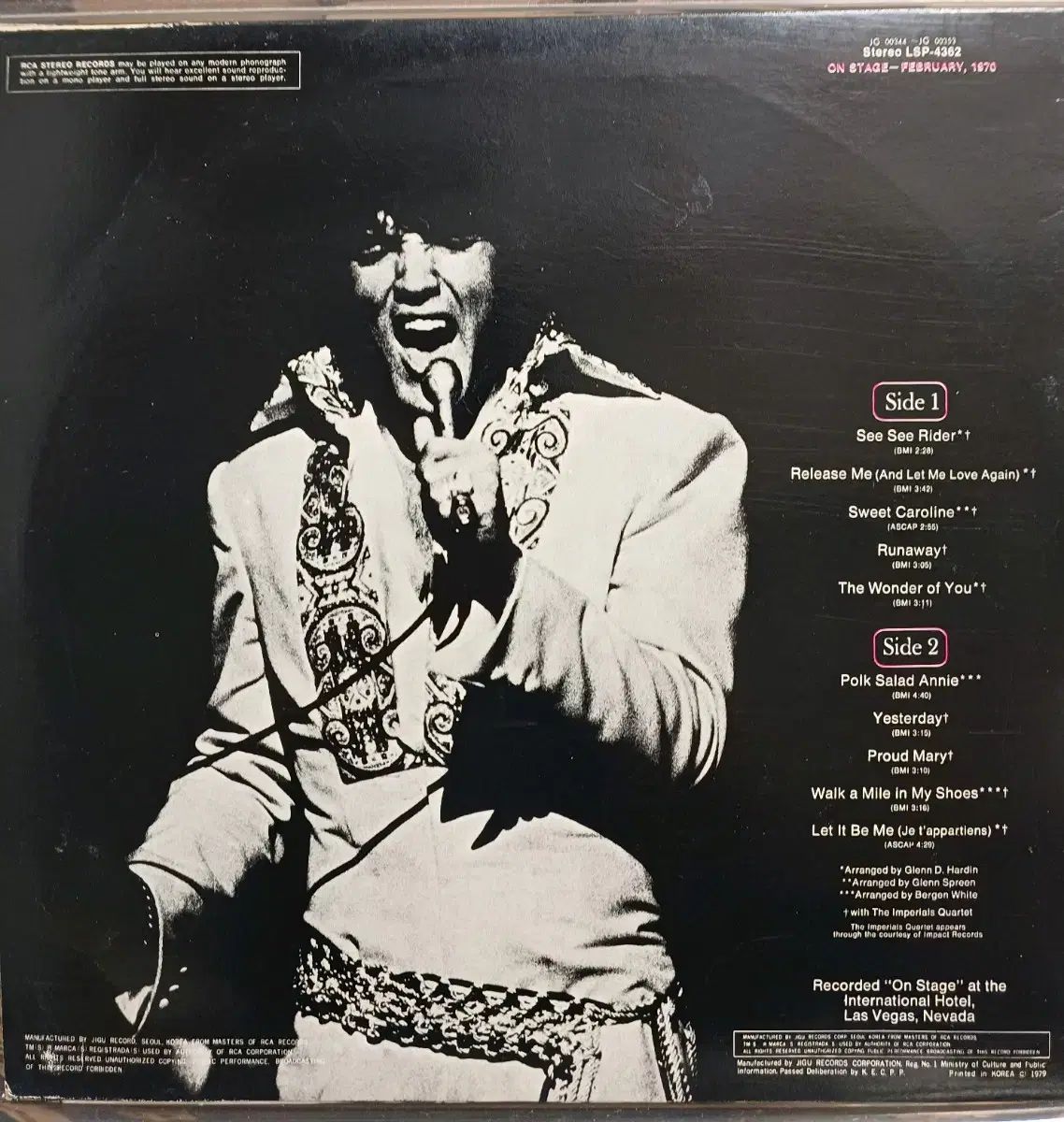 エルビス プレスリー LP 79 初年度 On Stage 1970 EX + - メルカリ