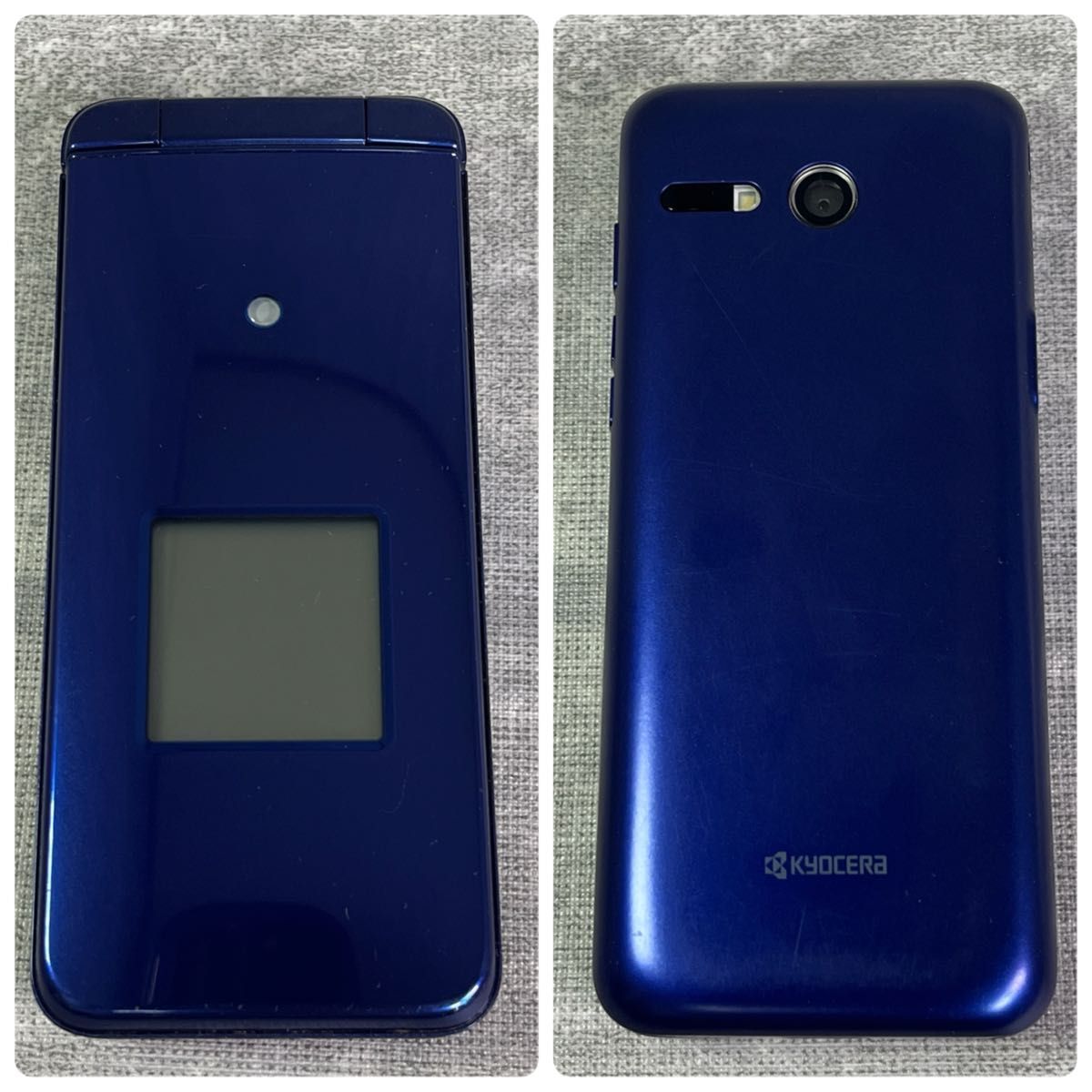 良品 KYOCERA 京セラ KYF43 かんたんケータイライト ガラケー ブルー