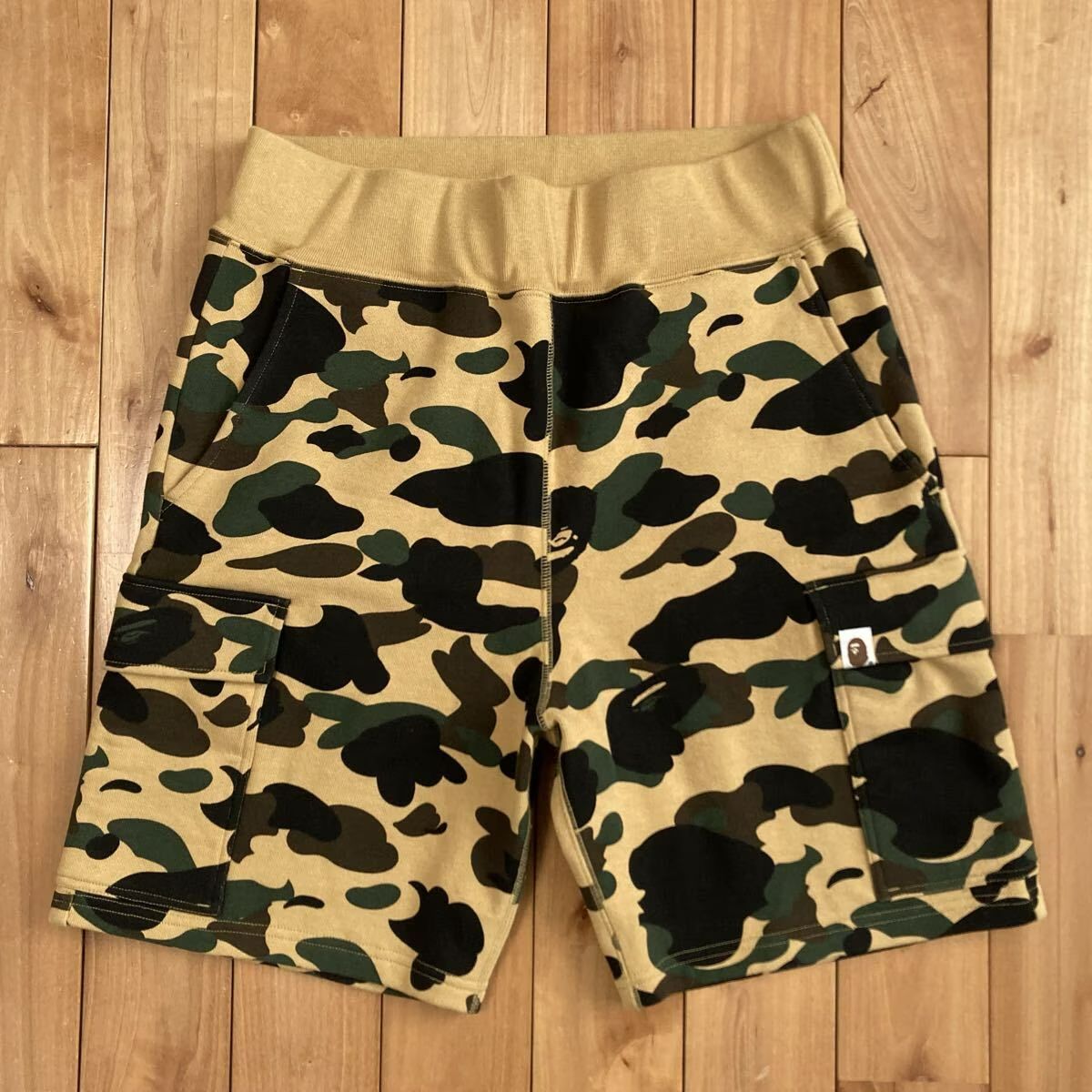 BAPE 1st camo yellow スウェット カーゴ ハーフパンツ Sサイズ a