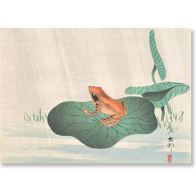 A2サイズ 小原古邨 ポスター 蓮葉に蛙 カエル 浮世絵 日本画 和風