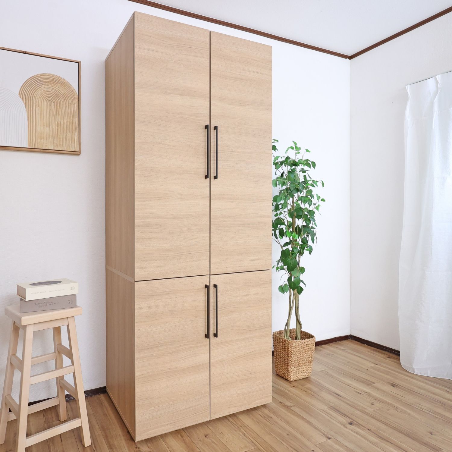 ♪4枚扉 ワードローブ ［幅74cm］ 洋服ハンガー クローゼット ハンガー