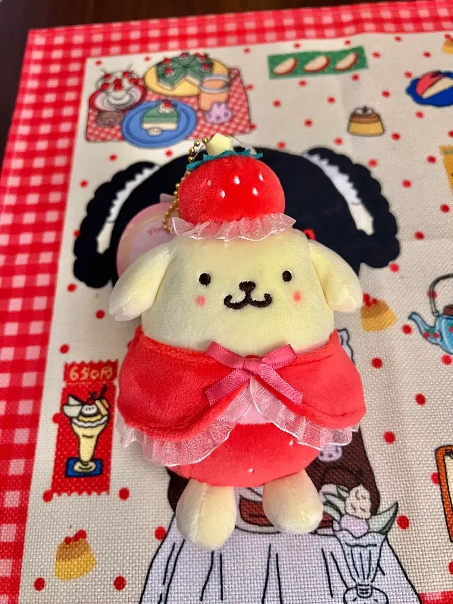 いちご ポムポムプリン いちご いちご帽子 マスコット ぬいぐるみ