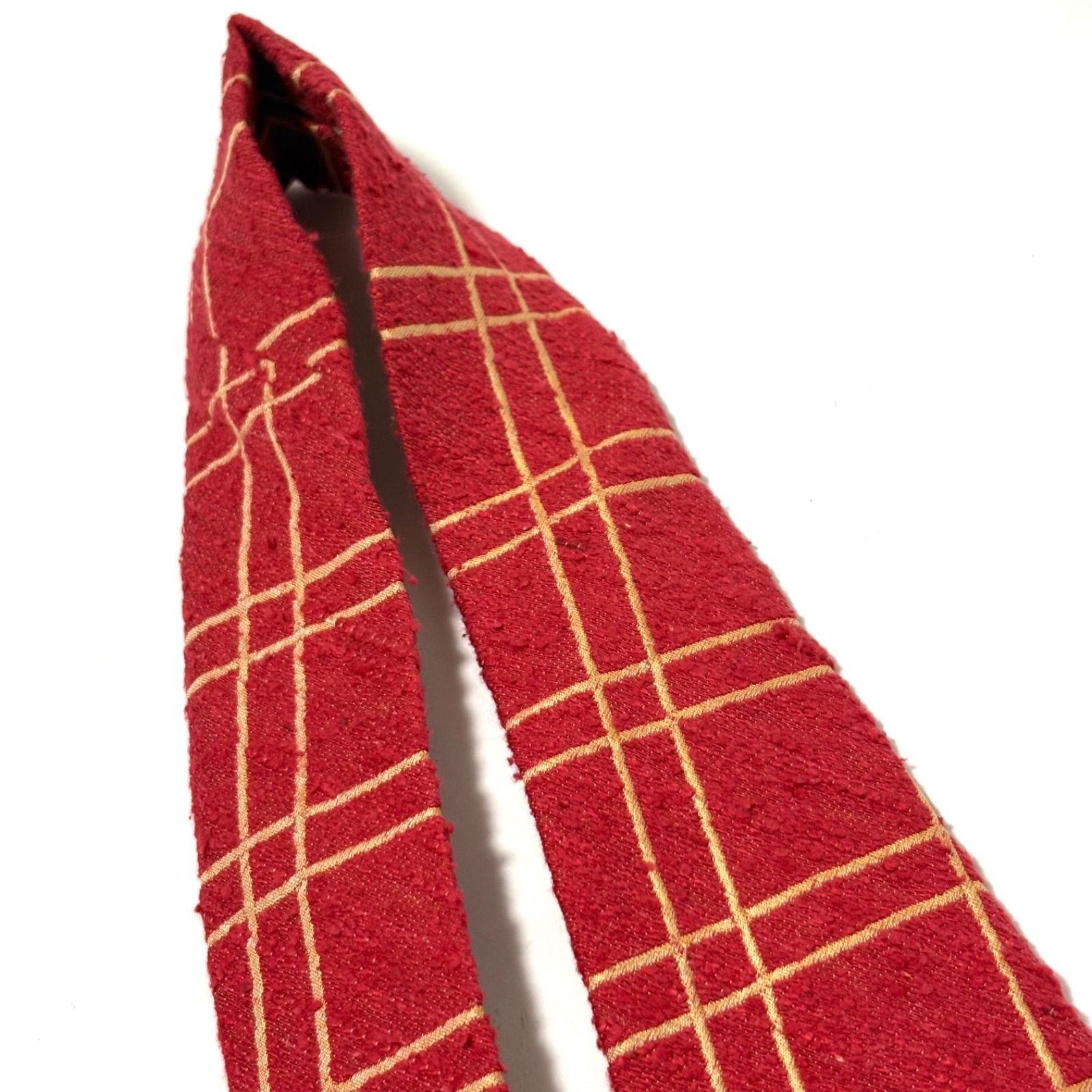 クリスチャンディオール ネクタイ ブランド チェック レッド×ゴールド