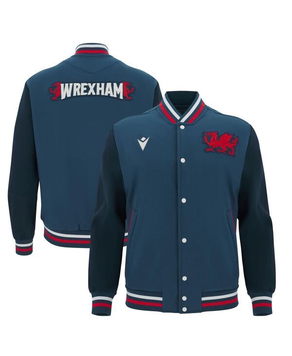 マクロン メンズ アウター ジャケット・ブルゾン Macron Mens Navy Wrexham Anthem FullSnap Varsity Jacket Navy ネイビー