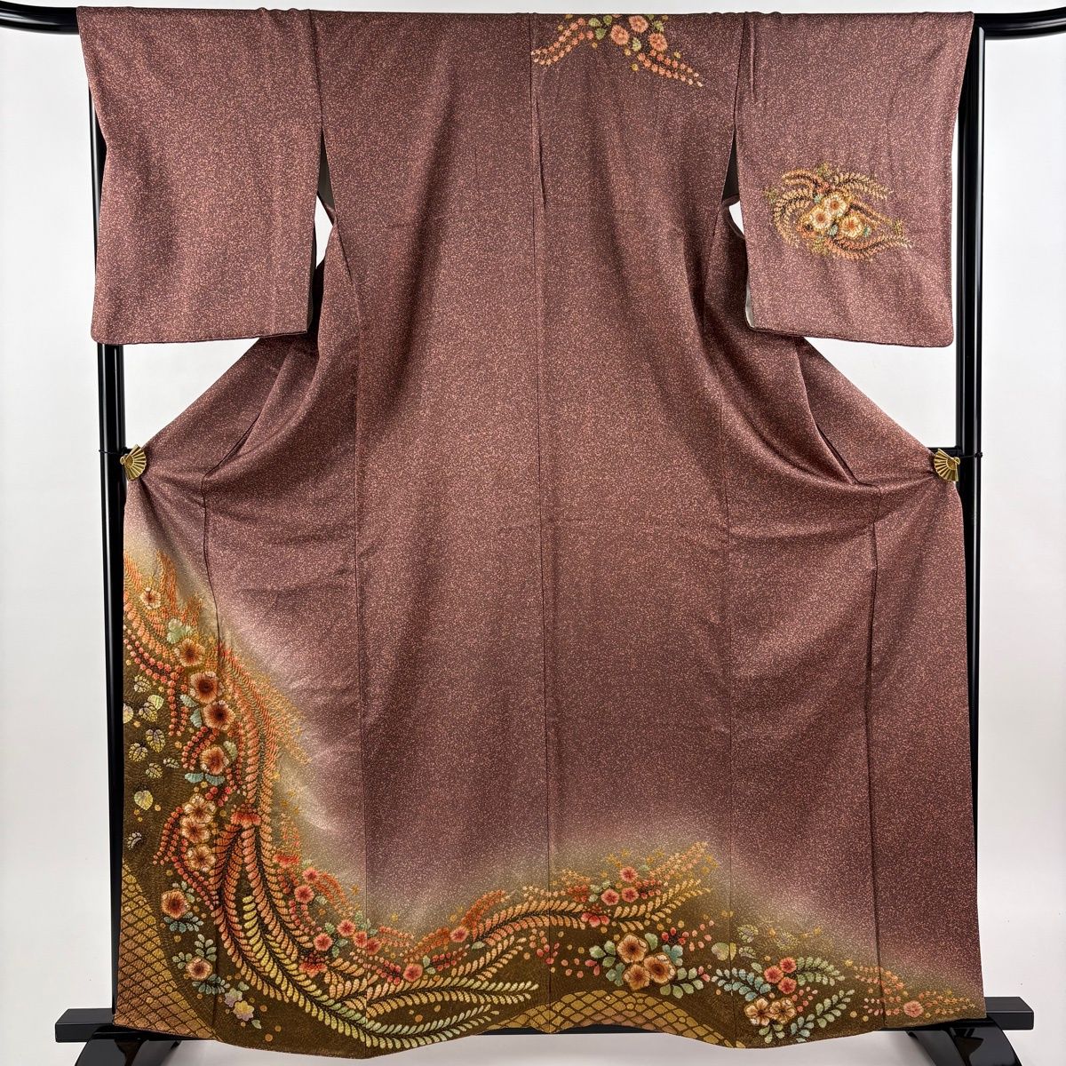 美品】 訪問着 身丈161.5cm 裄丈68cm L 袷 鈴乃屋 草花 染め分け