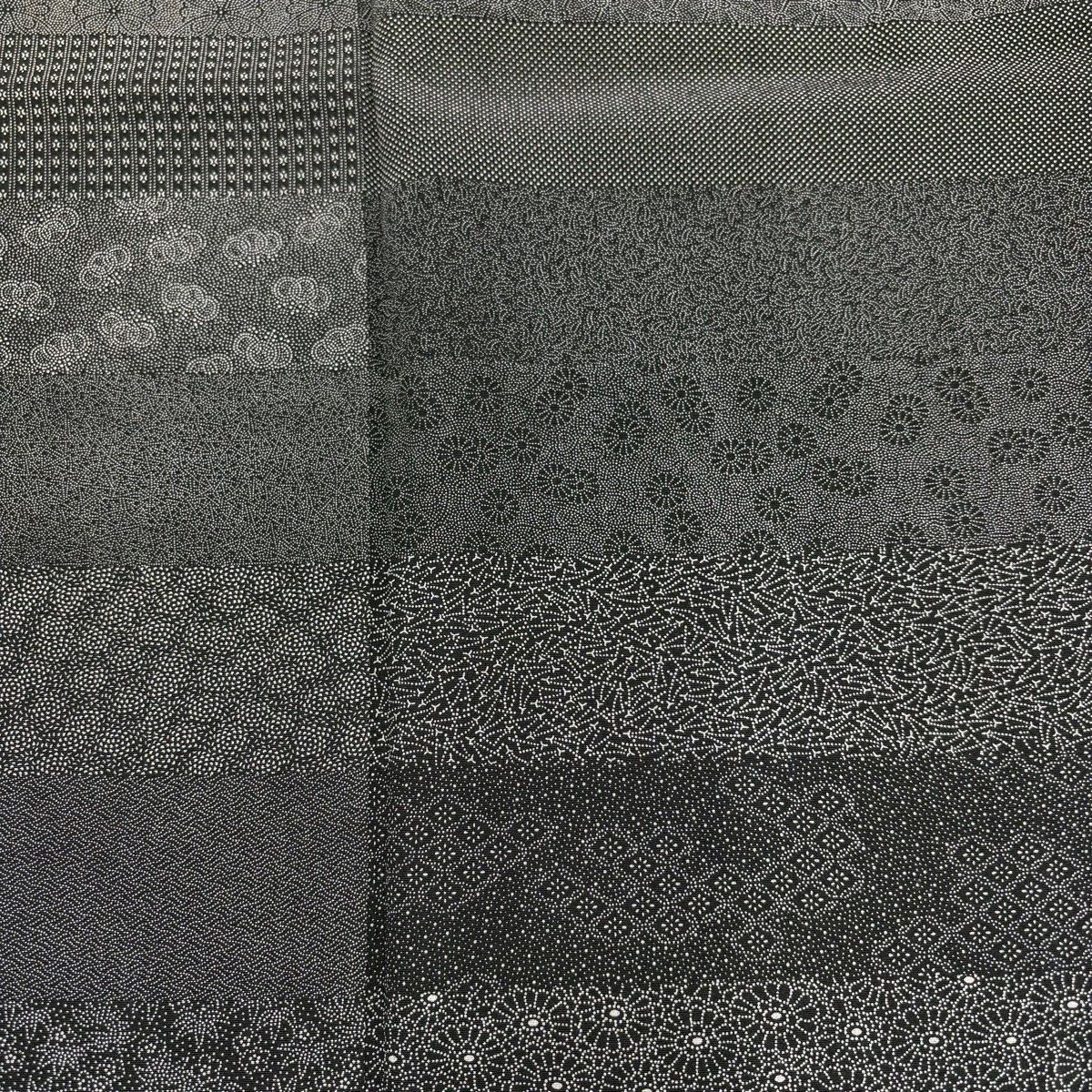 江戸小紋 身丈156cm 裄丈63cm S 袷 関正三郎 落款 菊唐草 寄せ柄 黒