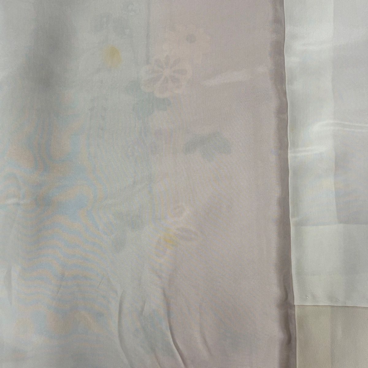 訪問着 身丈158cm 裄丈64cm M 袷 扇 草花 金銀彩 染め分け 薄オレンジ