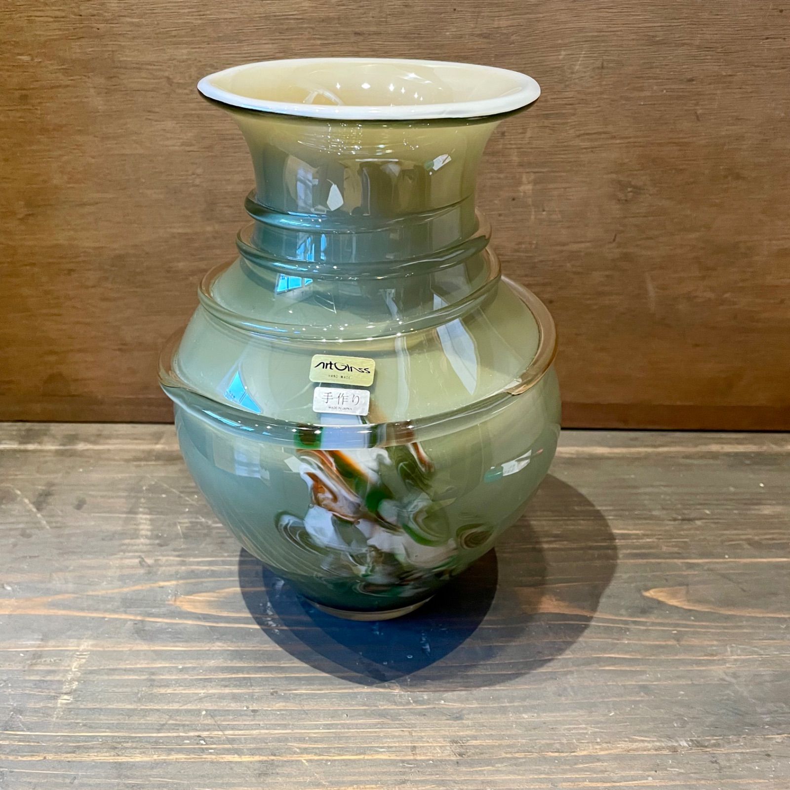 花瓶 フラワーベース マーブル レトロ ヴィンテージ 昭和 ガラス