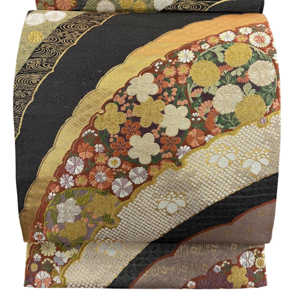 袋帯 秀品 花丸文 雪芝 箔 金糸 墨色 六通 正絹 【中古】 - メルカリ