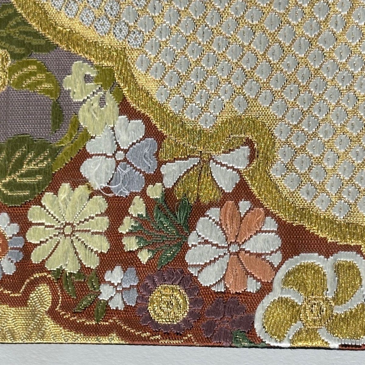 袋帯 秀品 花丸文 雪芝 箔 金糸 墨色 六通 正絹 【中古】 - メルカリ