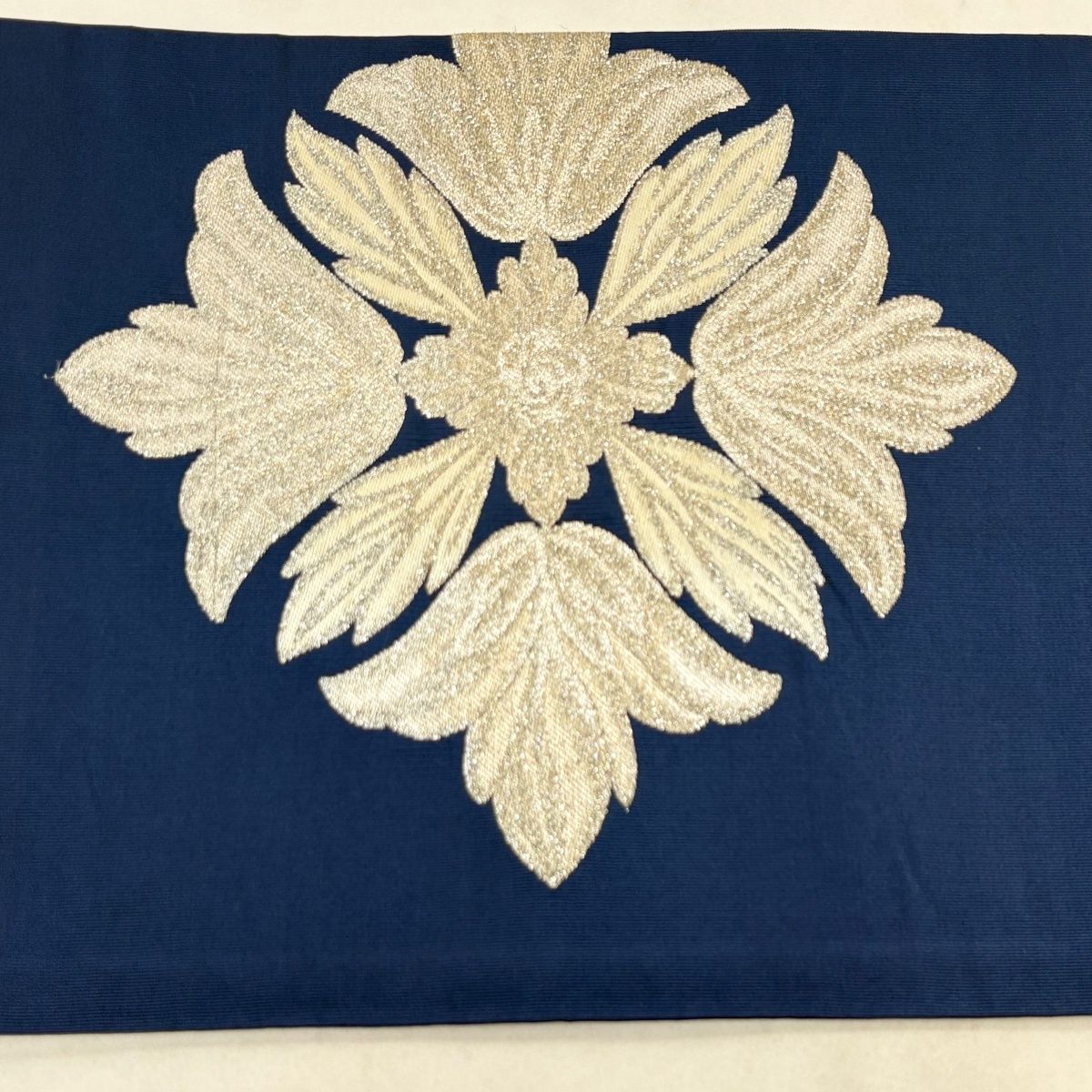 F314】厳選逸品 横段草花文 青藍色 大人の品格高級美術開き