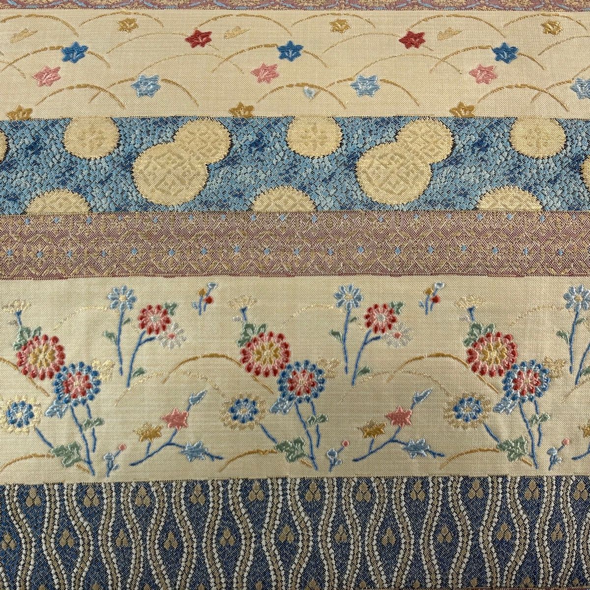 名古屋帯 優品 草花 芝 刺繍 箔 ベージュ 正絹 【中古】 - メルカリ