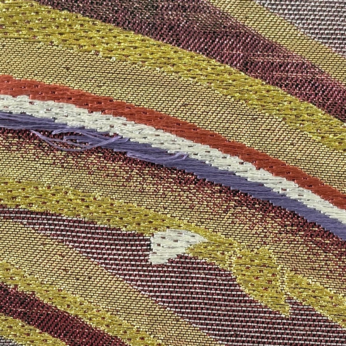 美品】 袋帯 秀品 鈴乃屋 桜 花びら 唐織 箔 金色 六通 正絹 【中古