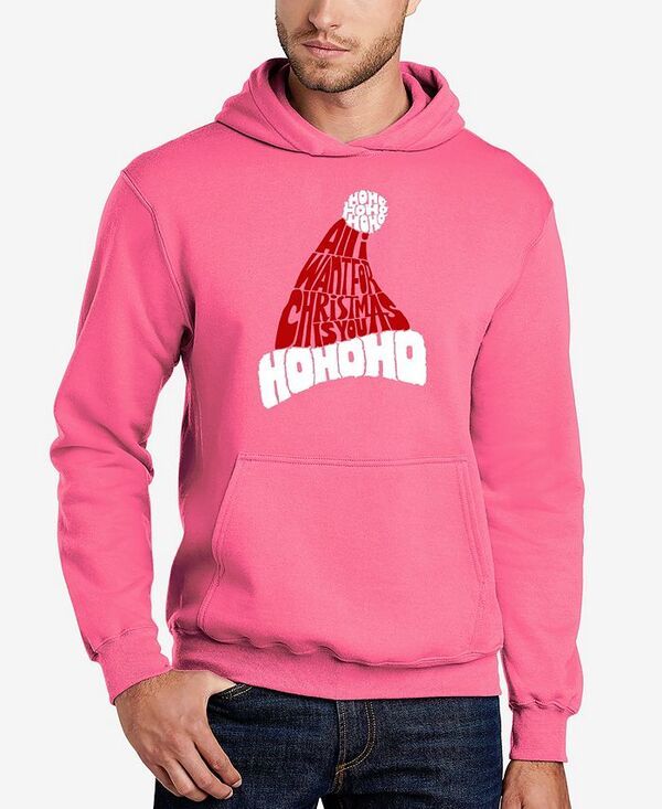 エルエーポップアート メンズ アウター パーカー・スウェット スウェット シャツ LA Pop Art Mens All I Want for Christmas Is You Word Art Hooded Sweatshirt Pink ピンク
