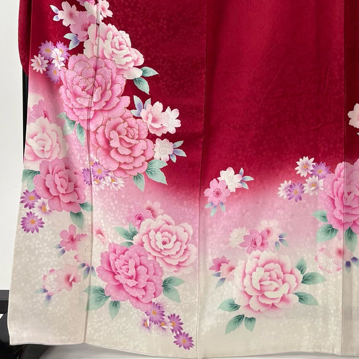 美品】 振袖 身丈169cm 裄丈70.5cm L 袷 袋帯フルセット 草花 ラメ