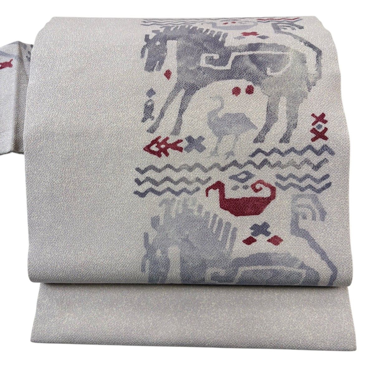 名古屋帯 秀品 馬 鳥 灰紫 正絹 【中古】 - メルカリ