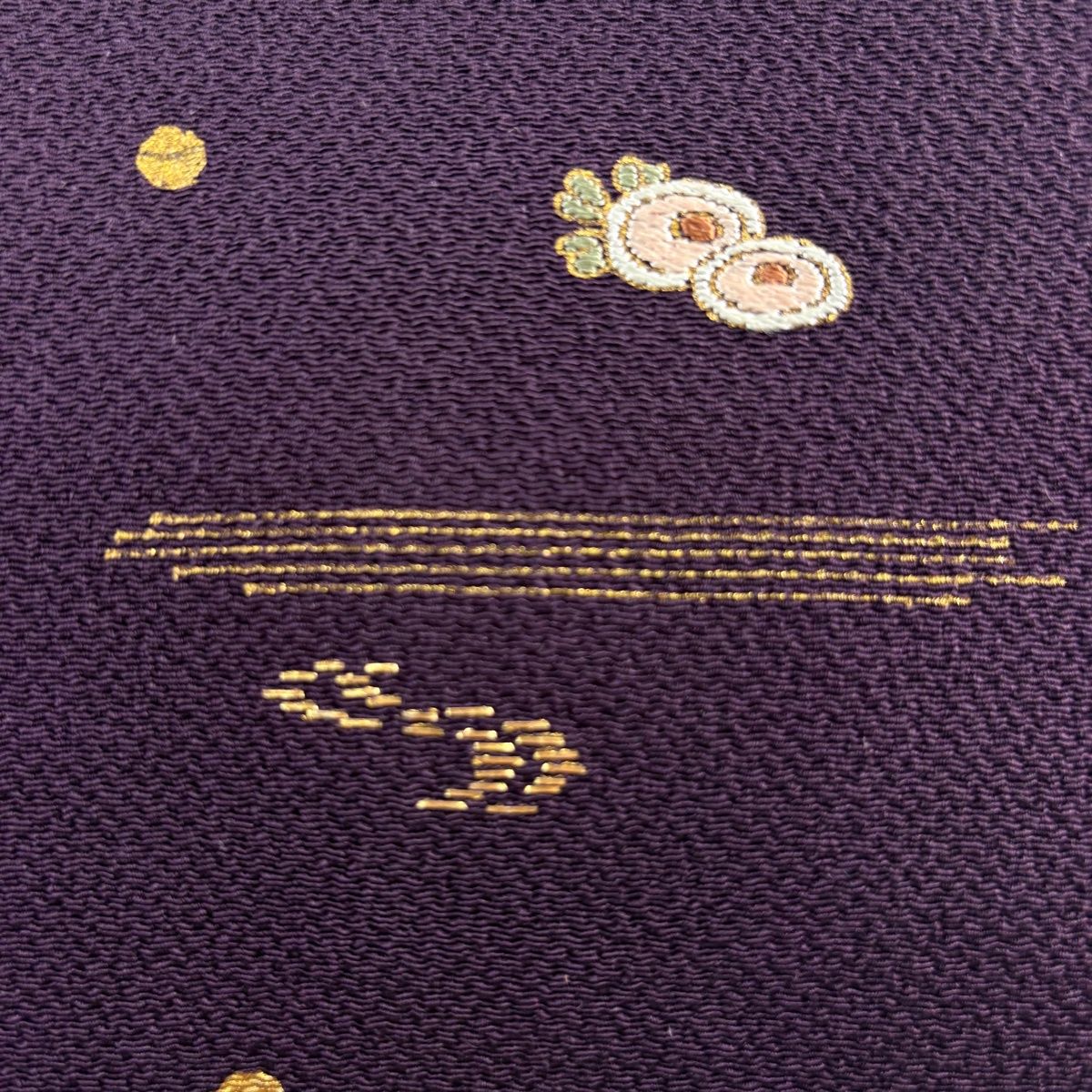 名古屋帯 秀品 万寿菊 梅 刺繍 金糸 濃紫 正絹 【中古】 - メルカリ